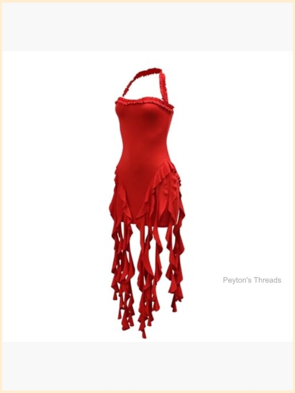 Sexy Halter Neck Sleeveless Ruffle Tassel Bodycon Mini Dress - Picture 3 of 7